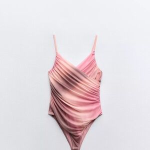 ZARA Pink Bodysuit with Elegant Ruching